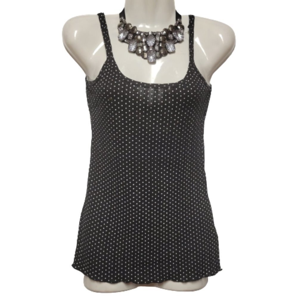 Womens Polkadot Top Spaghetti Strap Sleeveless Top Stretchy Summer Casual Top